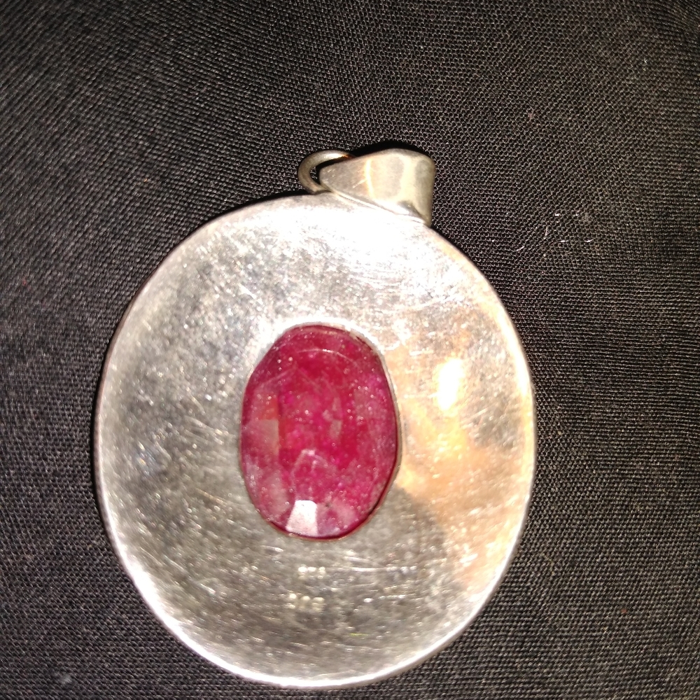 Sterling Silver Charm With Ruby - image 2